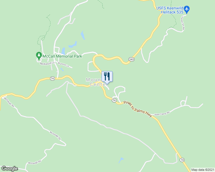 map of restaurants, bars, coffee shops, grocery stores, and more near 29470 Esperanza Firefighters Memorial Highway in Mountain Center