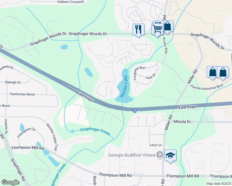 map of restaurants, bars, coffee shops, grocery stores, and more near 2802 Shellbark Road in Decatur
