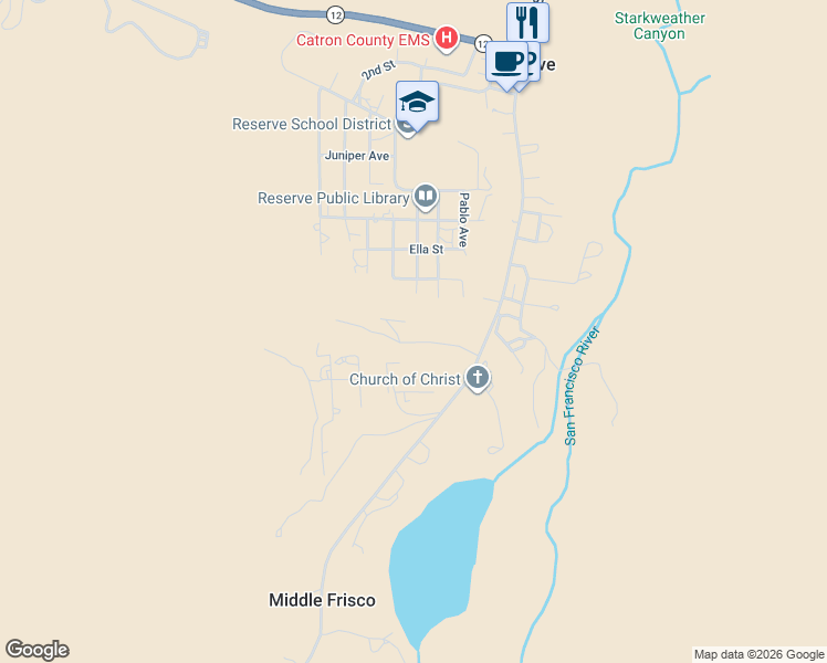 map of restaurants, bars, coffee shops, grocery stores, and more near Esther Avenue in Reserve