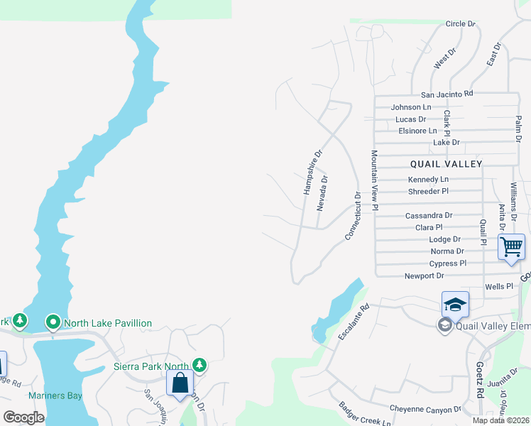 map of restaurants, bars, coffee shops, grocery stores, and more near La Bertha Lane in Menifee