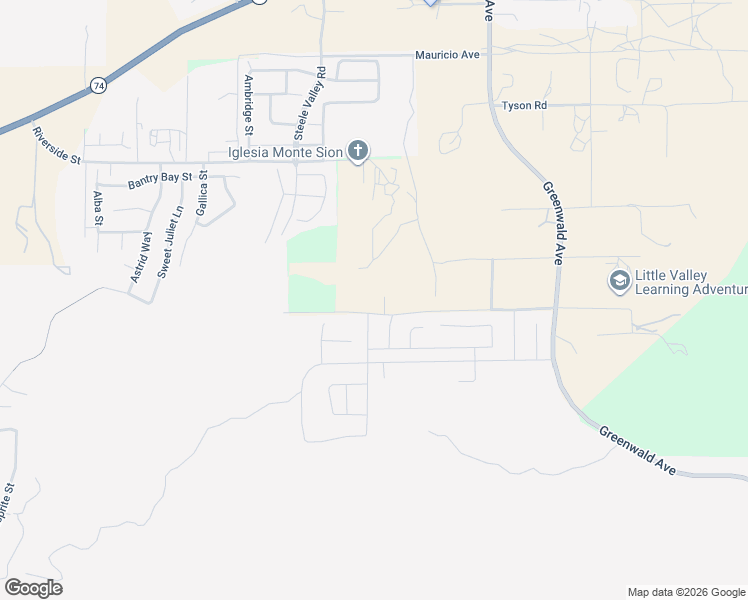 map of restaurants, bars, coffee shops, grocery stores, and more near 20785 Little Valley Road in Perris