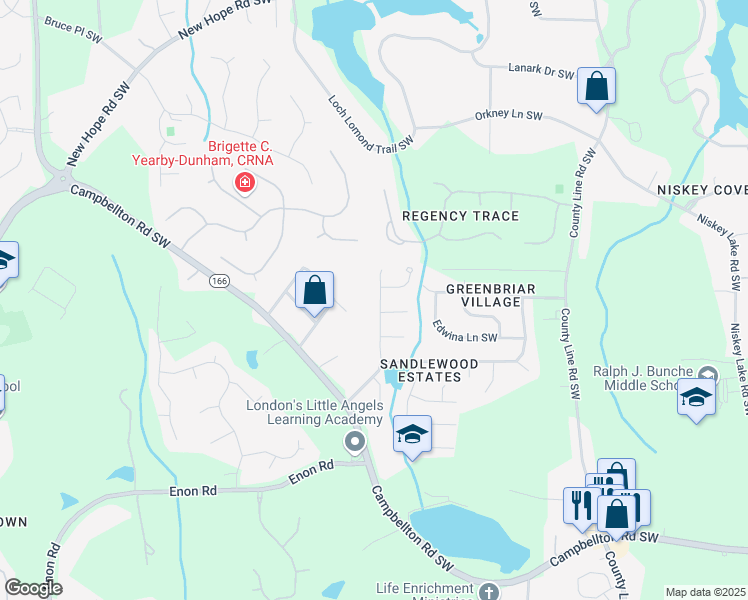 map of restaurants, bars, coffee shops, grocery stores, and more near 1963 Sandcreek Drive Southwest in Atlanta