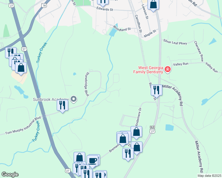 map of restaurants, bars, coffee shops, grocery stores, and more near 156 Crest Pointe in Bremen
