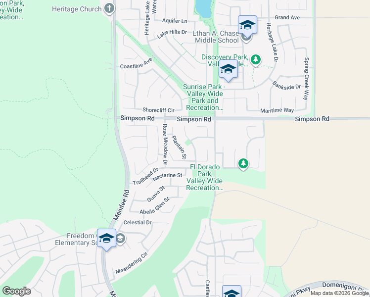 map of restaurants, bars, coffee shops, grocery stores, and more near 28662 Plantain Street in Menifee