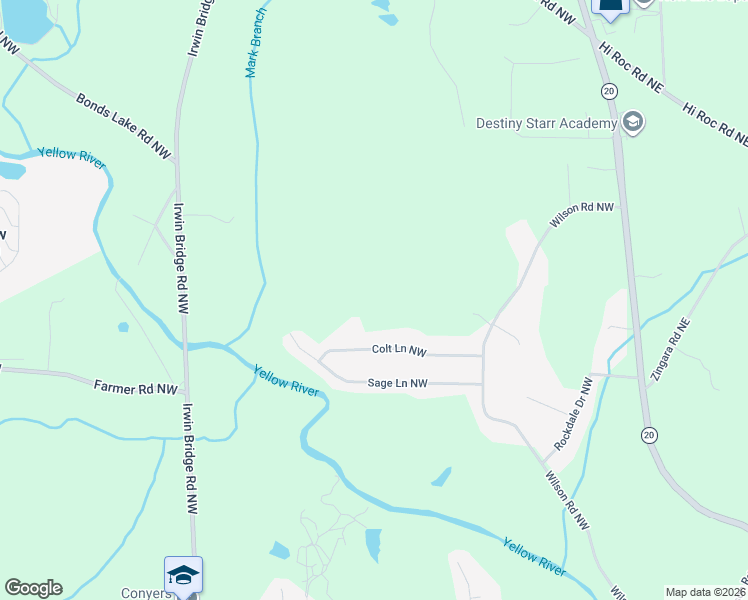 map of restaurants, bars, coffee shops, grocery stores, and more near 2280 Wilson Road Northwest in Conyers