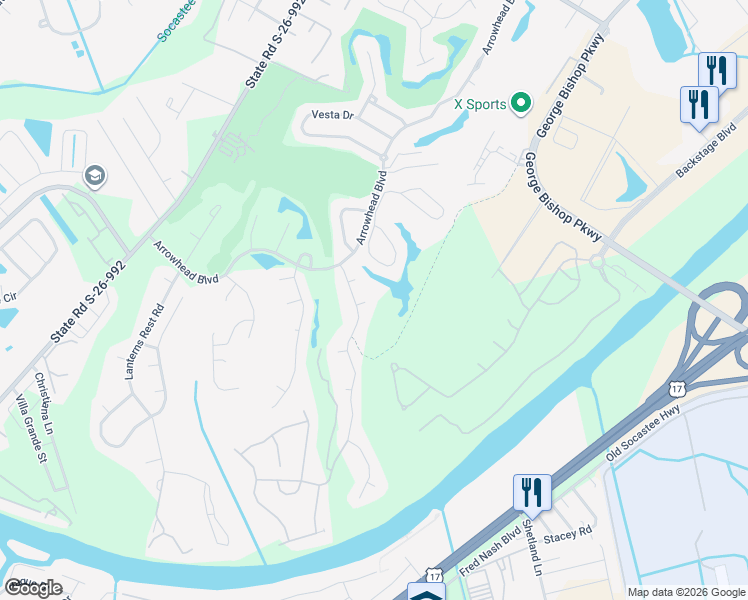 map of restaurants, bars, coffee shops, grocery stores, and more near 508 Afton Court in Myrtle Beach