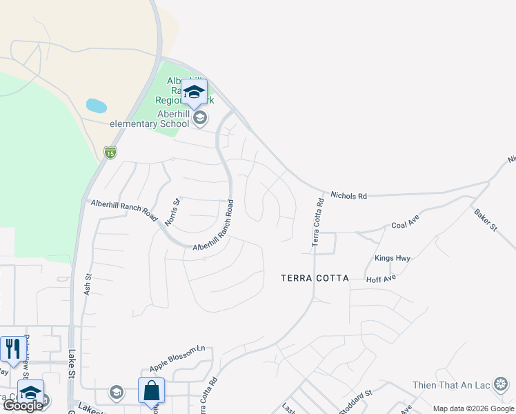 map of restaurants, bars, coffee shops, grocery stores, and more near 4143 Pioneer Lane in Lake Elsinore