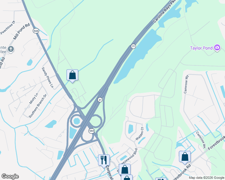 map of restaurants, bars, coffee shops, grocery stores, and more near 4100 Sun Light Drive in Myrtle Beach