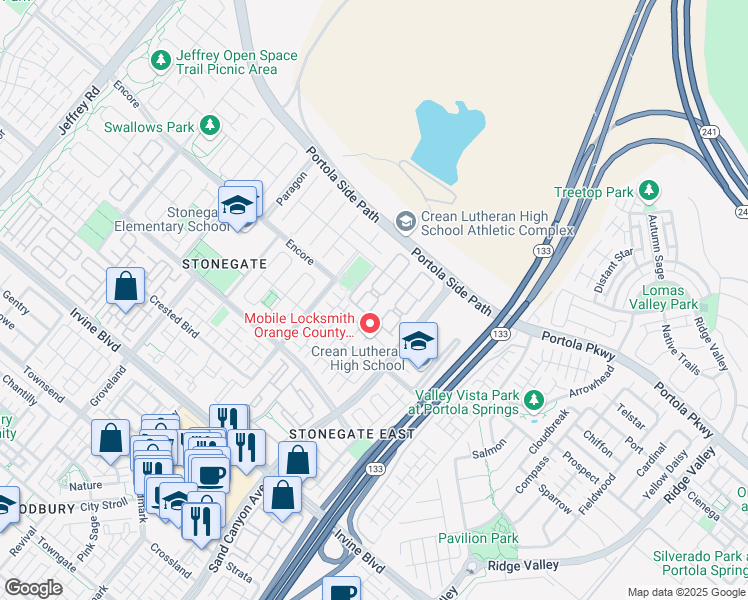 map of restaurants, bars, coffee shops, grocery stores, and more near 216 Midvale in Irvine