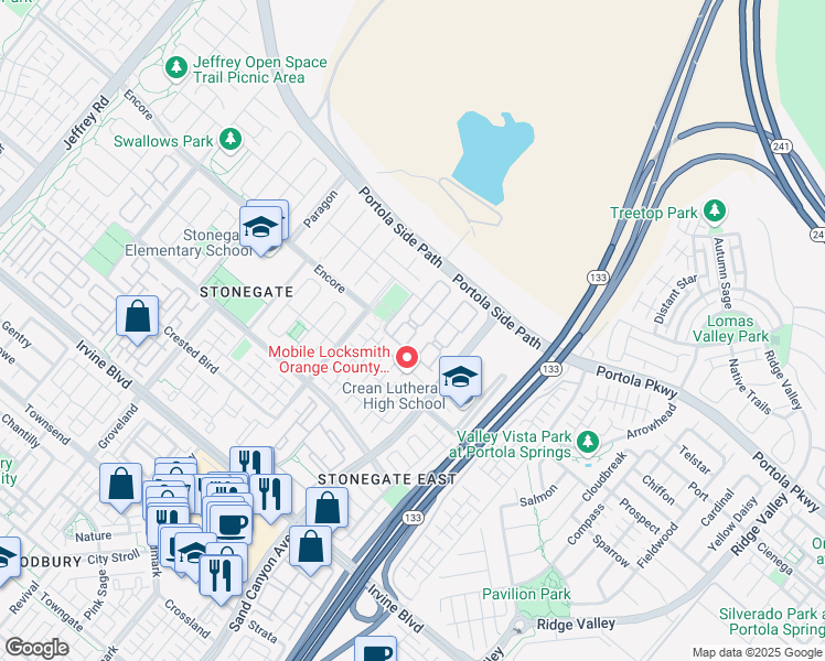 map of restaurants, bars, coffee shops, grocery stores, and more near 216 Midvale in Irvine