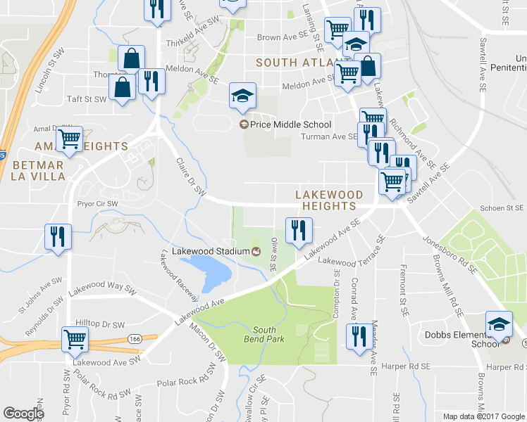 map of restaurants, bars, coffee shops, grocery stores, and more near 37 Claire Drive Southeast in Atlanta