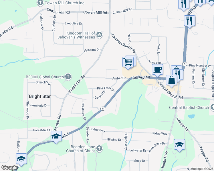 map of restaurants, bars, coffee shops, grocery stores, and more near 3719 Patina Way in Douglasville
