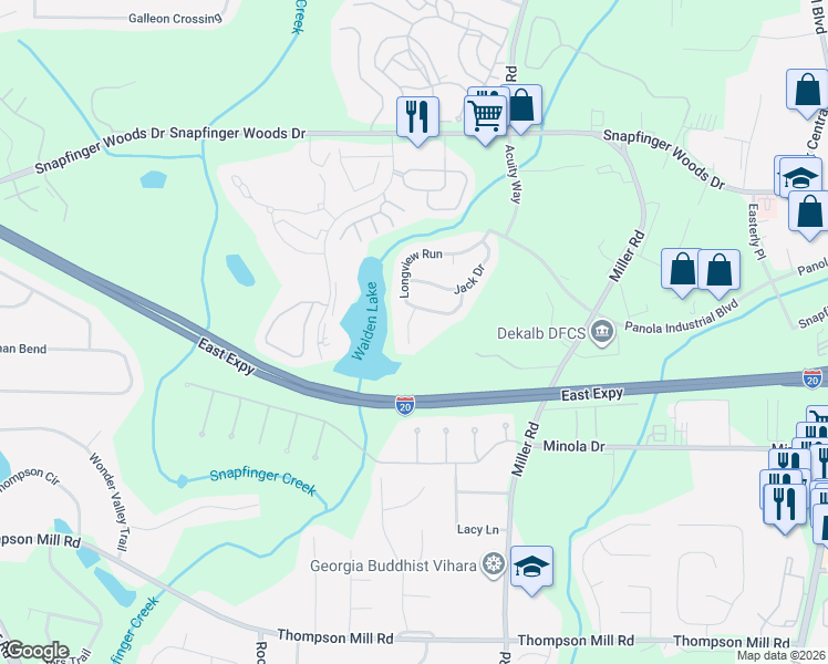 map of restaurants, bars, coffee shops, grocery stores, and more near 2776 Lakeview Walk in Decatur