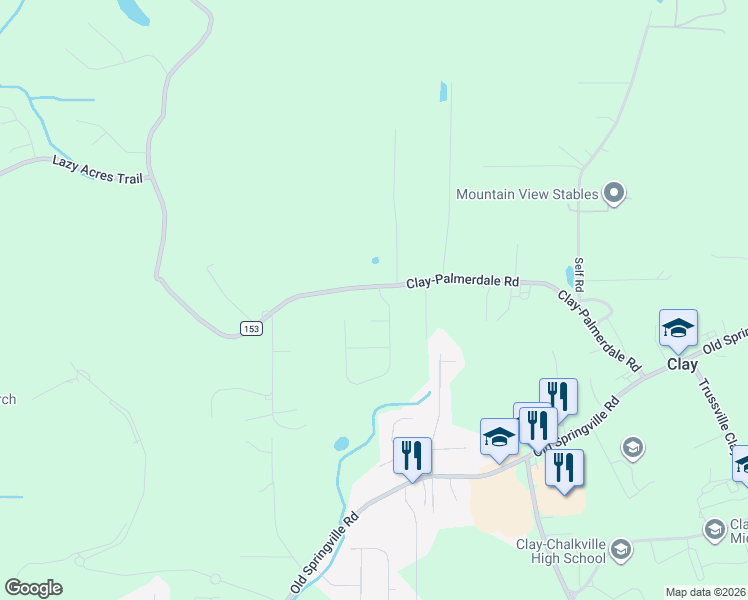 map of restaurants, bars, coffee shops, grocery stores, and more near 6251 Clay-Palmerdale Road in Bradford