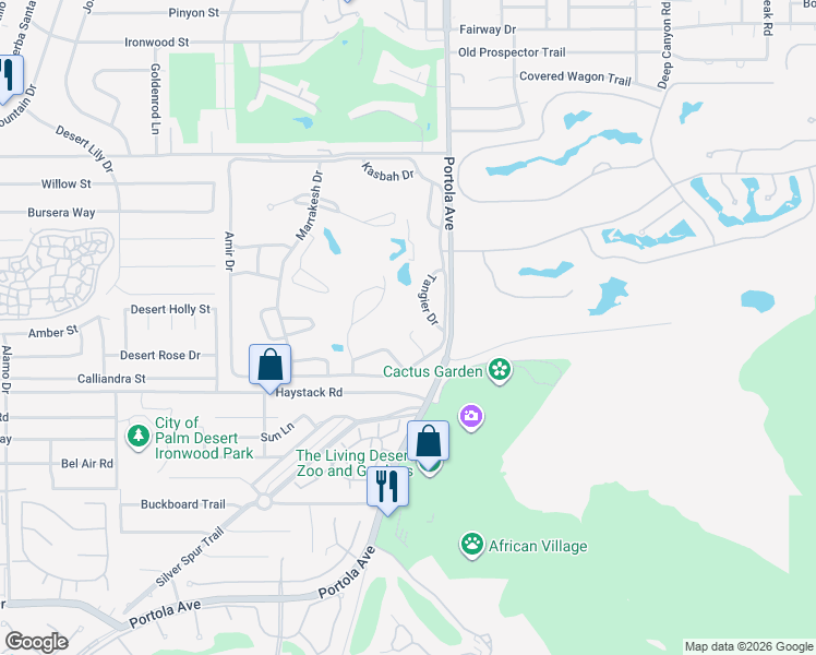map of restaurants, bars, coffee shops, grocery stores, and more near 47457 Maroc Circle in Palm Desert