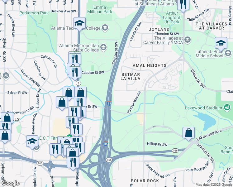 map of restaurants, bars, coffee shops, grocery stores, and more near 412 Ashwood Avenue Southwest in Atlanta