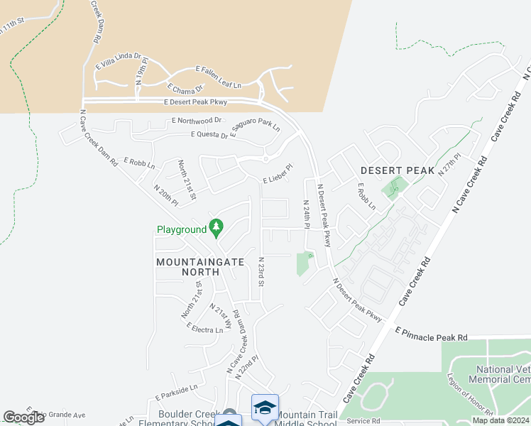 map of restaurants, bars, coffee shops, grocery stores, and more near 2034 East Mine Creek Road in Phoenix