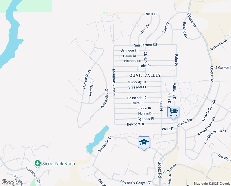 map of restaurants, bars, coffee shops, grocery stores, and more near La Bertha Lane in Canyon Lake