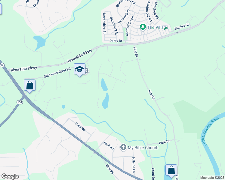 map of restaurants, bars, coffee shops, grocery stores, and more near 3686 Thornhill Court in Douglasville