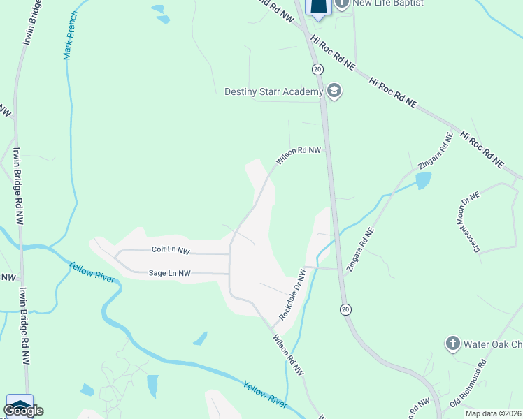 map of restaurants, bars, coffee shops, grocery stores, and more near 2311 Wilson Road Northwest in Conyers