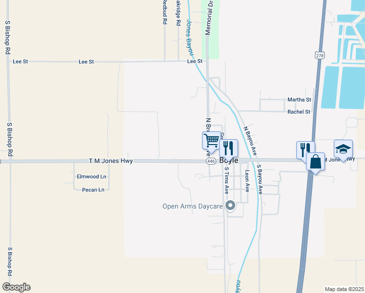 map of restaurants, bars, coffee shops, grocery stores, and more near 324 T M Jones Highway in Boyle