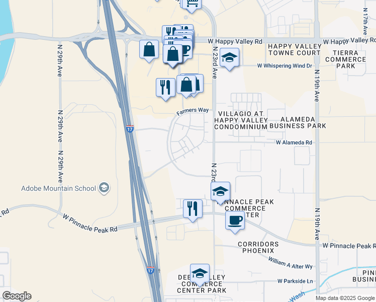 map of restaurants, bars, coffee shops, grocery stores, and more near W Questa Dr in Phoenix