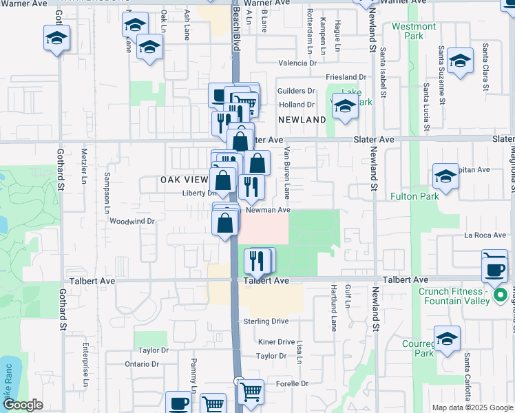 map of restaurants, bars, coffee shops, grocery stores, and more near 17721 Sergio Circle in Huntington Beach