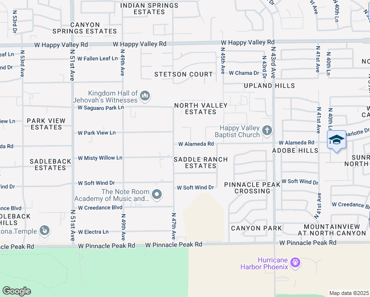 map of restaurants, bars, coffee shops, grocery stores, and more near 4621 West Alameda Road in Glendale