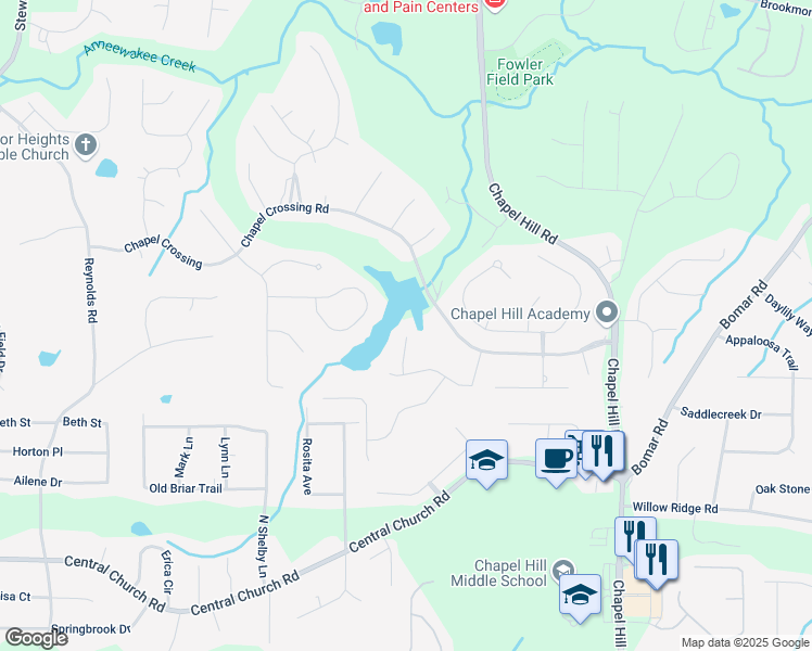 map of restaurants, bars, coffee shops, grocery stores, and more near 3718 Lake Vista in Douglasville