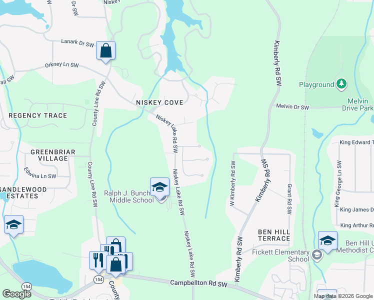 map of restaurants, bars, coffee shops, grocery stores, and more near 4064 Lyon Boulevard Southwest in Atlanta
