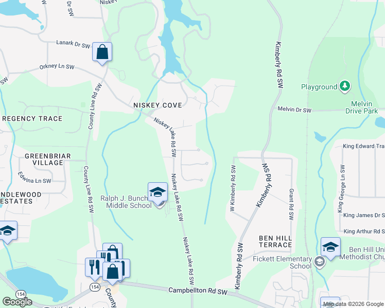 map of restaurants, bars, coffee shops, grocery stores, and more near 4064 Lyon Boulevard Southwest in Atlanta