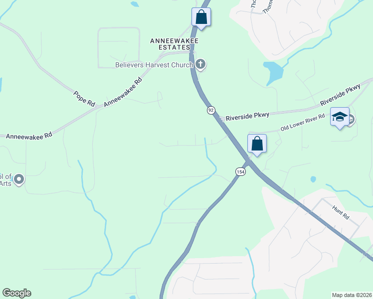 map of restaurants, bars, coffee shops, grocery stores, and more near 2667 Amber Creek Drive in Douglasville