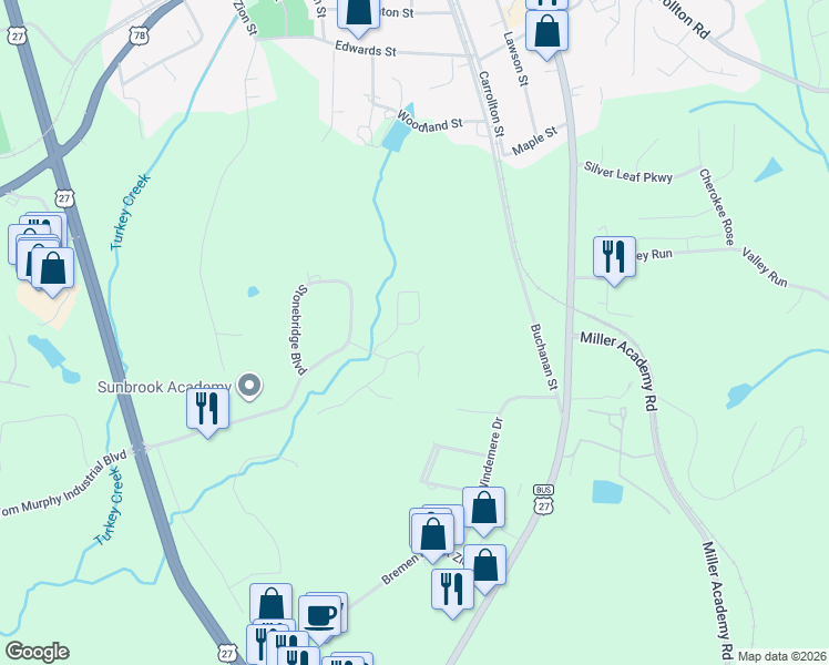 map of restaurants, bars, coffee shops, grocery stores, and more near 110 Crest Pointe in Bremen