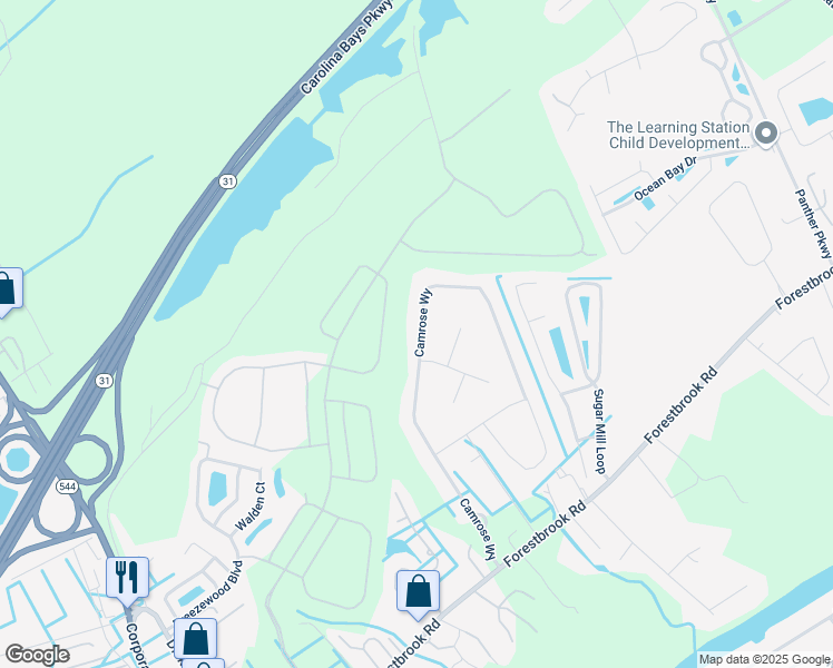 map of restaurants, bars, coffee shops, grocery stores, and more near 217 Camrose Way in Myrtle Beach