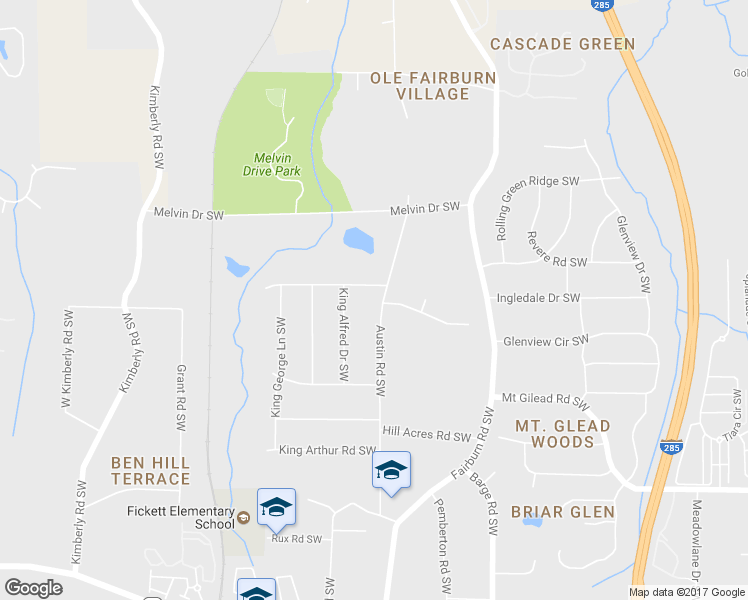 map of restaurants, bars, coffee shops, grocery stores, and more near 1815 Austin Road Southwest in Atlanta