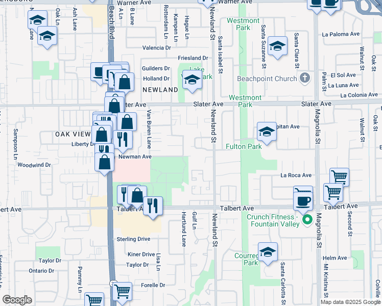 map of restaurants, bars, coffee shops, grocery stores, and more near 8372 El Arroyo Drive in Huntington Beach