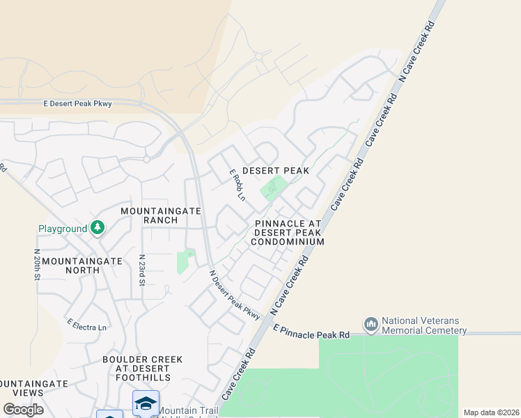 map of restaurants, bars, coffee shops, grocery stores, and more near 2618 East Robb Lane in Phoenix