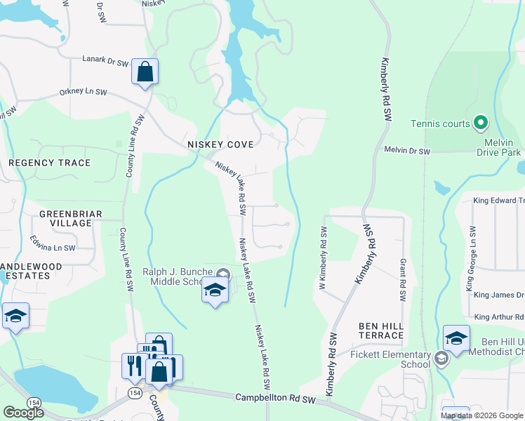 map of restaurants, bars, coffee shops, grocery stores, and more near 4064 Lyon Boulevard Southwest in Atlanta