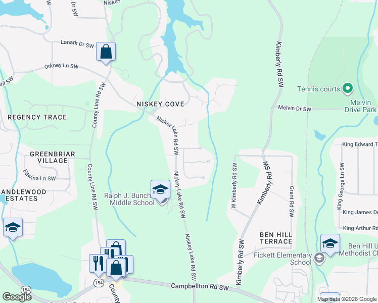map of restaurants, bars, coffee shops, grocery stores, and more near 4064 Lyon Boulevard Southwest in Atlanta