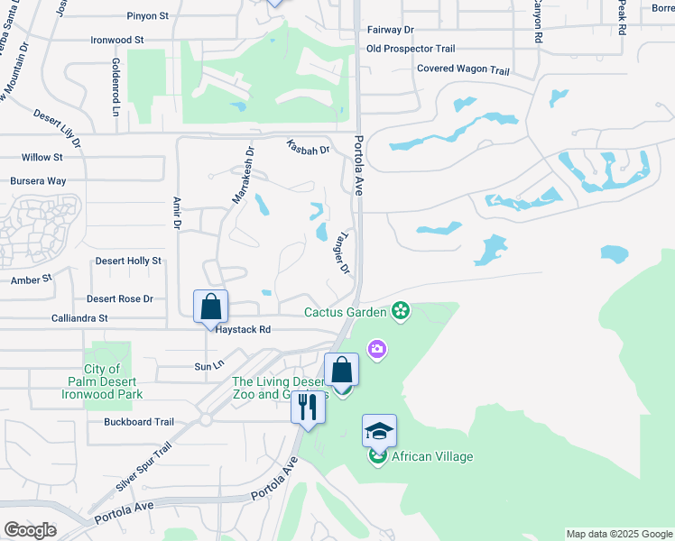 map of restaurants, bars, coffee shops, grocery stores, and more near 47473 Tangier Drive in Palm Desert