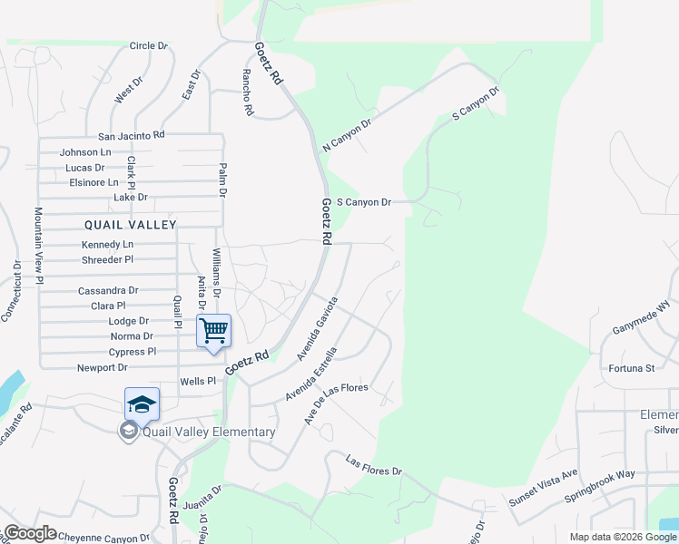 map of restaurants, bars, coffee shops, grocery stores, and more near 28595 Avenue Gaviota in Canyon Lake