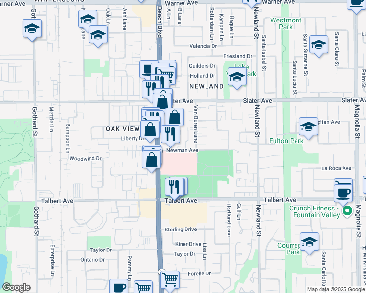 map of restaurants, bars, coffee shops, grocery stores, and more near 17721 Sergio Circle in Huntington Beach