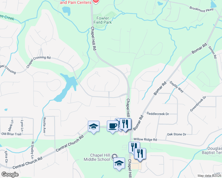 map of restaurants, bars, coffee shops, grocery stores, and more near 4370 Wellbrook Court in Douglasville
