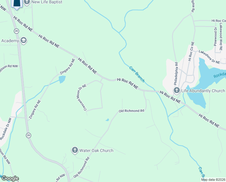 map of restaurants, bars, coffee shops, grocery stores, and more near 1675 Hi Roc Road Northeast in Conyers