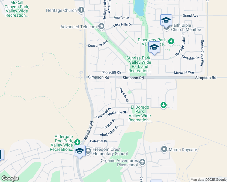 map of restaurants, bars, coffee shops, grocery stores, and more near 28620 Wedelia Street in Menifee