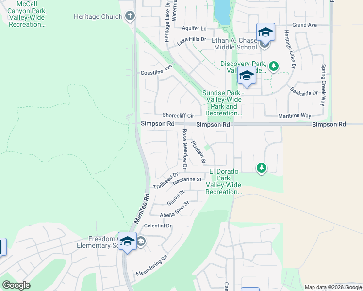 map of restaurants, bars, coffee shops, grocery stores, and more near 28620 Wedelia Street in Menifee