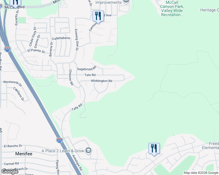 map of restaurants, bars, coffee shops, grocery stores, and more near 28622 Woodchester Way in Menifee