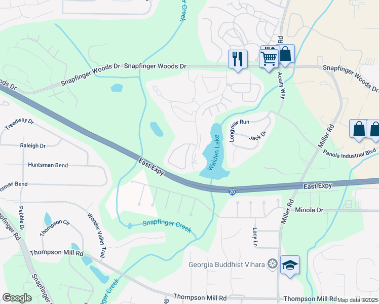 map of restaurants, bars, coffee shops, grocery stores, and more near 2930 Snapfinger Manor in Decatur