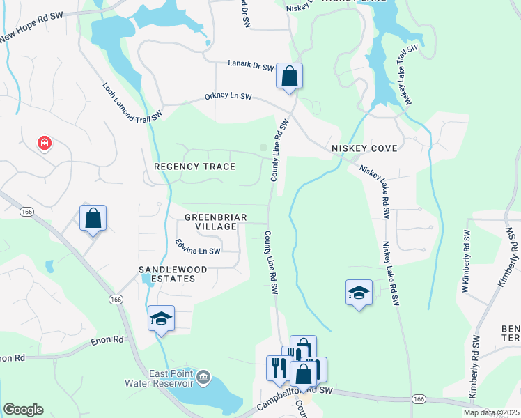 map of restaurants, bars, coffee shops, grocery stores, and more near 4504 Ajo Walk in Atlanta