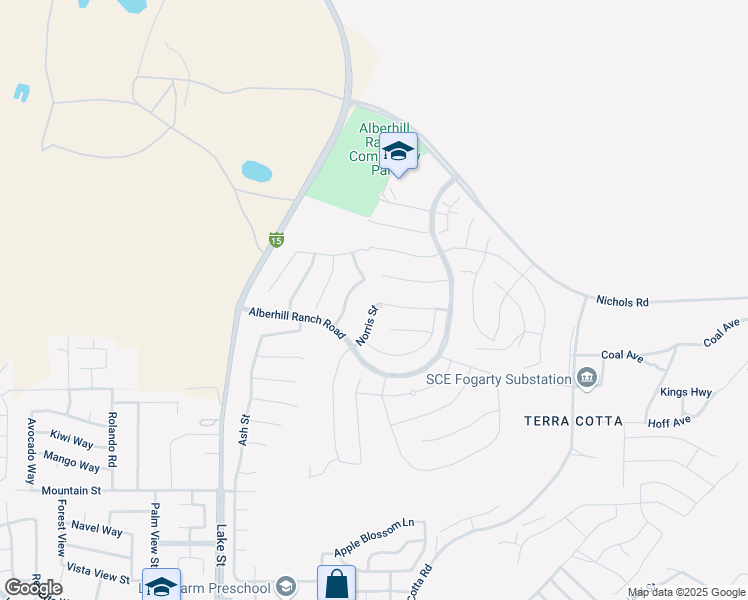 map of restaurants, bars, coffee shops, grocery stores, and more near 4139 Norris Street in Lake Elsinore